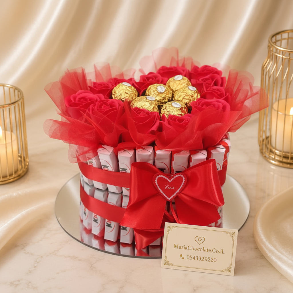 Luxury Red Heart Kinder Basket with Business Card