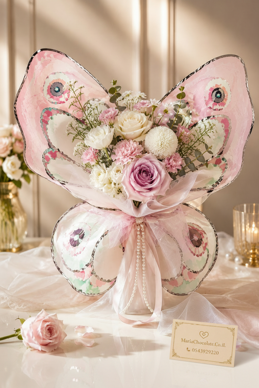 Pink Butterfly Bouquet with Maria Chocolate Business Card